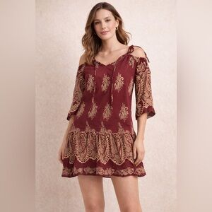 Shein burgundy minidress shoulder-less size M